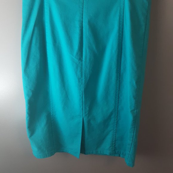 Talbot's Turquoise Blue Cotton Stretch Sleeveless Shift Dress | Size 2P - Picture 10 of 13